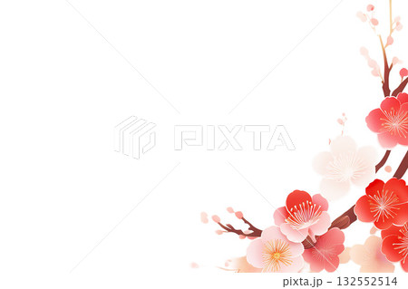 背景素材　梅　切り抜き 132552514