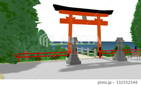 アニメーションの背景に使える PNG素材『海の見える神社』空は透明ですのでご自由にどうぞ アニメーションの背景に使える PNG素材『海の見える神社』空は透明ですのでご自由にどうぞ 132552548