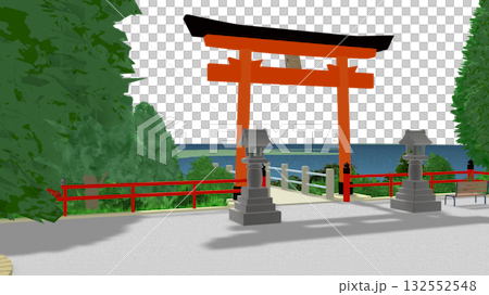 アニメーションの背景に使える PNG素材『海の見える神社』空は透明ですのでご自由にどうぞ アニメーションの背景に使える PNG素材『海の見える神社』空は透明ですのでご自由にどうぞ 132552548