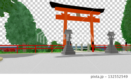 "Shrine with a view of the sea" PNG material that can be used as a background for animation. The sky is transparent, so feel free to use it. 132552549