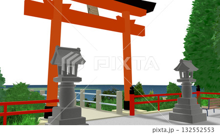 アニメーションの背景に使える PNG素材『海の見える神社』空は透明ですのでご自由にどうぞ アニメーションの背景に使える PNG素材『海の見える神社』空は透明ですのでご自由にどうぞ 132552553