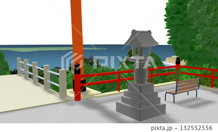 アニメーションの背景に使える PNG素材『海の見える神社』空は透明ですのでご自由にどうぞ アニメーションの背景に使える PNG素材『海の見える神社』空は透明ですのでご自由にどうぞ 132552556