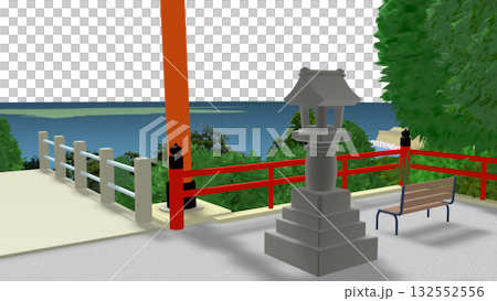 アニメーションの背景に使える PNG素材『海の見える神社』空は透明ですのでご自由にどうぞ アニメーションの背景に使える PNG素材『海の見える神社』空は透明ですのでご自由にどうぞ 132552556