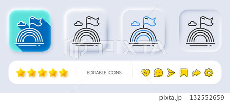 Lgbt line icon. Neumorphic, Flat shadow, 3d buttons. Pride flag with rainbow sign. Gender diversity symbol. Line lgbt icon. Social media icons. Vector 132552659
