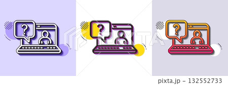 Question mark line icon. Halftone dotted pattern. Gradient icon with grain shadow. Online faq support sign. Line faq icon. Various designs. Vector Question mark line icon. Halftone dotted pattern. Gradient icon with grain shadow. Online faq support sign. Line faq icon. Various designs. Vector 132552733