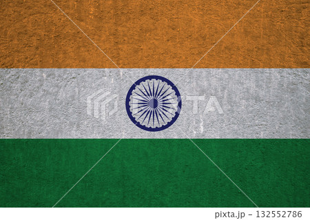 Flag of India on an ancient concrete surface. Concept of Indian heritage and patriotism.. Flag of India on an ancient concrete surface. Concept of Indian heritage and patriotism.. 132552786