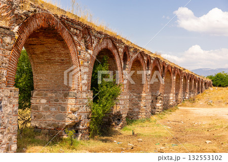 Roman aqueduct in northern Macedonia, located near capital Skopje 132553102