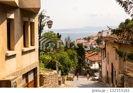 Summer streets of Old Town Ohrid, North Macedonia 132553181