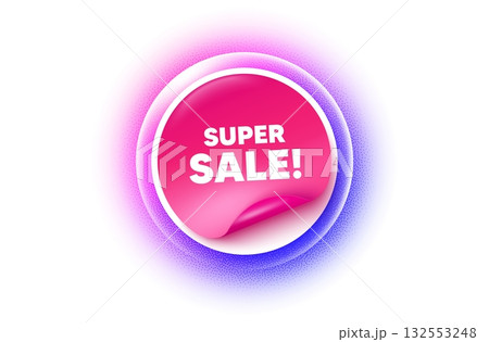 Super sale sticker purple gradient. Paper offer price tag. Super Sale tag. Special offer price sign. Advertising Discounts symbol. Sticker label. Grain dots effect. Vector Super sale sticker purple gradient. Paper offer price tag. Super Sale tag. Special offer price sign. Advertising Discounts symbol. Sticker label. Grain dots effect. Vector 132553248