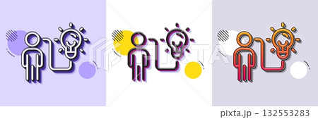 Business idea line icon. Halftone dotted pattern. Gradient icon with grain shadow. Person with lightbulb sign. Work process symbol. Line business idea icon. Various designs. Vector Business idea line icon. Halftone dotted pattern. Gradient icon with grain shadow. Person with lightbulb sign. Work process symbol. Line business idea icon. Various designs. Vector 132553283