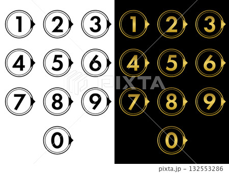 0〜9数字、ランキング、ナンバリング用の数字アイコン 、インフォグラフィック、手順ステップ 132553286