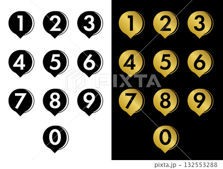 0〜9数字、ランキング、ナンバリング用の数字アイコン 、インフォグラフィック、吹き出し手順ステップ 132553288