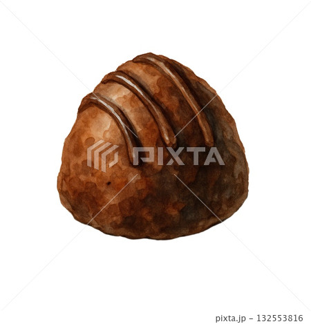 Chocolate truffle with textured surface and delicate swirl detail Chocolate truffle with textured surface and delicate swirl detail 132553816