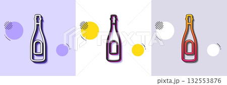 Champagne bottle line icon. Halftone dotted pattern. Gradient icon with grain shadow. Anniversary alcohol sign. Celebration event drink. Line champagne icon. Various designs. Vector Champagne bottle line icon. Halftone dotted pattern. Gradient icon with grain shadow. Anniversary alcohol sign. Celebration event drink. Line champagne icon. Various designs. Vector 132553876