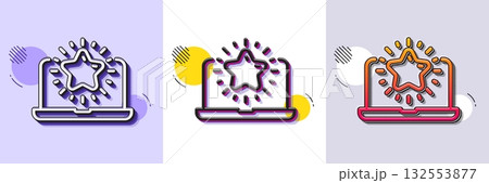 Best laptop line icon. Halftone dotted pattern. Gradient icon with grain shadow. Notebook with star sign. Computer top review symbol. Line best laptop icon. Various designs. Vector Best laptop line icon. Halftone dotted pattern. Gradient icon with grain shadow. Notebook with star sign. Computer top review symbol. Line best laptop icon. Various designs. Vector 132553877