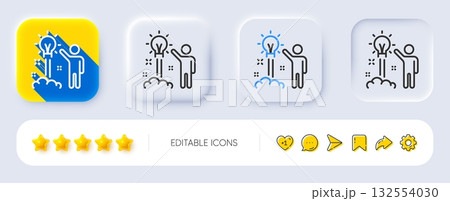 Creative idea line icon. Neumorphic, Flat shadow, 3d buttons. Human launch startup sign. Inspiration symbol. Line creative idea icon. Social media icons. Vector Creative idea line icon. Neumorphic, Flat shadow, 3d buttons. Human launch startup sign. Inspiration symbol. Line creative idea icon. Social media icons. Vector 132554030