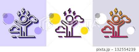 Difficult stress line icon. Halftone dotted pattern. Gradient icon with grain shadow. Anxiety depression sign. Mental health symbol. Line difficult stress icon. Various designs. Vector 132554239