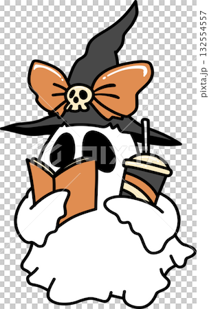 Retro Groovy Halloween Ghost Reading Book Retro Groovy Halloween Ghost Reading Book 132554557