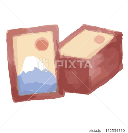 かるたの水彩イラスト／正月遊び／かわいい保育素材 132554560