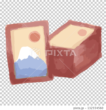 かるたの水彩イラスト／正月遊び／かわいい保育素材 132554560