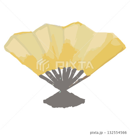 扇の水彩イラスト／お正月飾り／かわいい和風素材 132554566