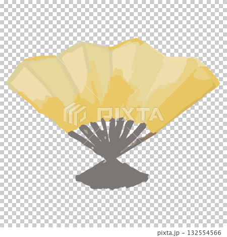 扇の水彩イラスト／お正月飾り／かわいい和風素材 132554566