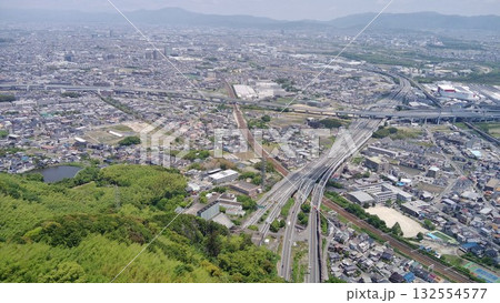 京都と大阪の境界 山城国「山﨑城」天下分け目の天王山の空撮 京都と大阪の境界 山城国「山﨑城」天下分け目の天王山の空撮 132554577