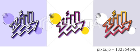 Consumption growth line icon. Halftone dotted pattern. Gradient icon with grain shadow. Electric power up trend sign. Energy inflation symbol. Line consumption growth icon. Various designs. Vector 132554646