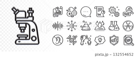 Fake news, Waterproof and Pantothenic acid line icons for web app. Glare of light effect. Message icon. Pack of Report document, Chemistry lab, Report pictogram icons. Vector 132554652