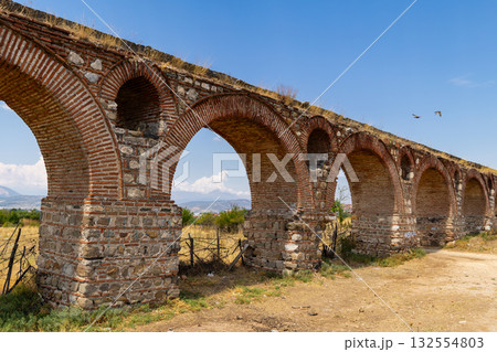 Roman aqueduct in northern Macedonia, located near capital Skopje 132554803