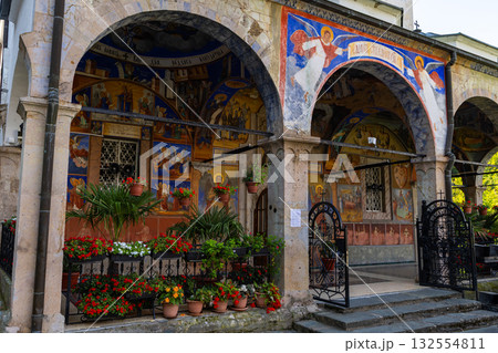 Colorful outdoor frescoes of St. Joachim Church at Osogovo Monastery Colorful outdoor frescoes of St. Joachim Church at Osogovo Monastery 132554811