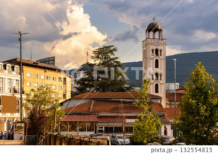 Old Bazaar district in Skopje, North Macedonia, with bell tower 132554815