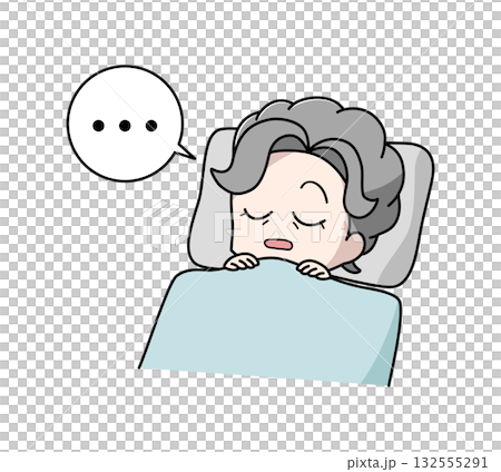 Illustration of an elderly woman with sleep apnea syndrome 132555291