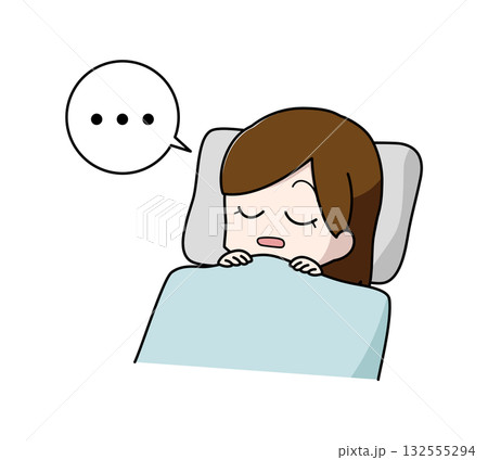 睡眠時無呼吸症候群の女性のイラスト 睡眠時無呼吸症候群の女性のイラスト 132555294