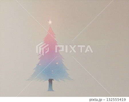 水彩で描いたクリスマスツリーのイラスト10 132555419