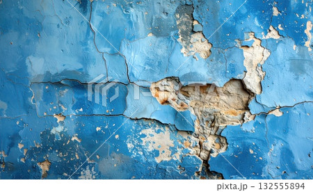《AI画像》古びた水色の壁 《AI画像》古びた水色の壁 132555894