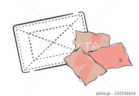 掃除などに使う雑巾と古布のイラスト 132556019