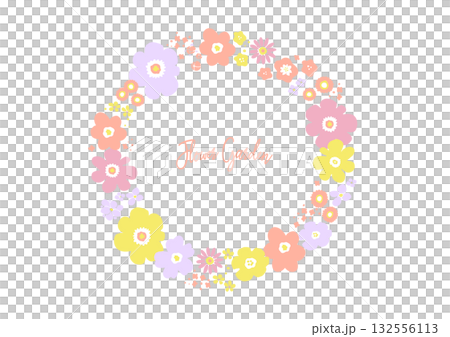 Pink flower wreath frame (girly cute design) 132556113