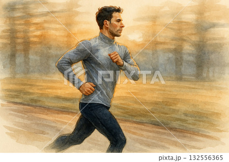 冬の呼吸とランニングフォーム 132556365