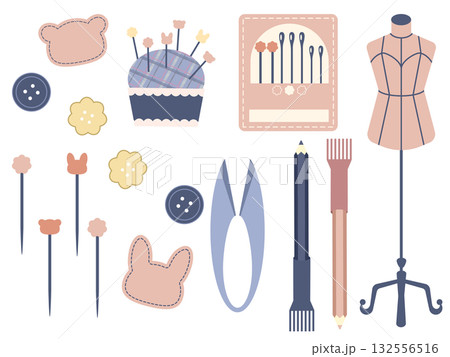 かわいい手芸用品のイラストセット 132556516