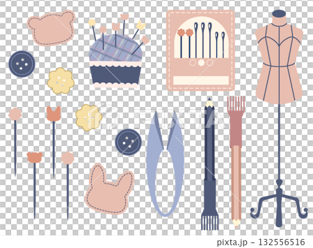 かわいい手芸用品のイラストセット 132556516