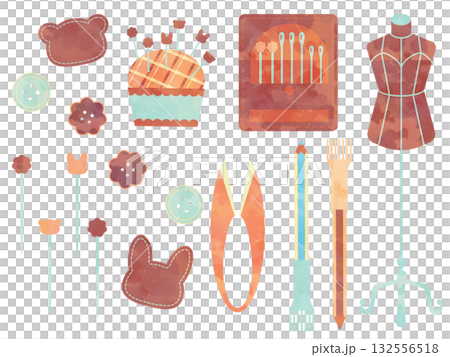 Cute craft supplies illustration set Cute craft supplies illustration set 132556518