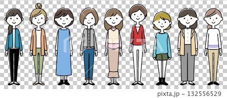 Smiling young woman illustration set 132556529