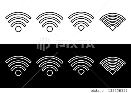 Wifi icon sign symbol. Internet and mobile connection. WiFi symbol vector illustration. Wireless network icons. 132556531