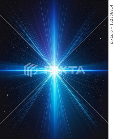 A bright blue light shoots out from the center of a swirling abstract background. 132556814
