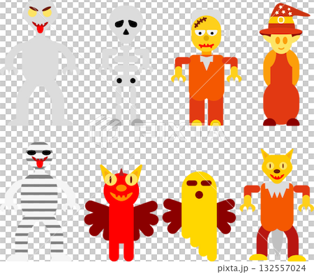 Flat-style Halloween character designs and graphic icons 132557024