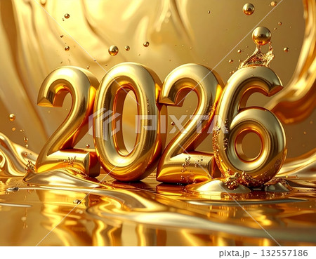 Golden 3D illustration of the number 2026, symbolizing the New Year celebration. Golden 3D illustration of the number 2026, symbolizing the New Year celebration. 132557186