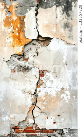 《AI画像》劣化して崩れ始めたコンクリートの壁 132557229