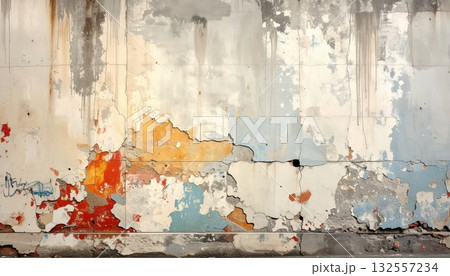《AI画像》劣化して崩れ始めたコンクリートの壁 《AI画像》劣化して崩れ始めたコンクリートの壁 132557234