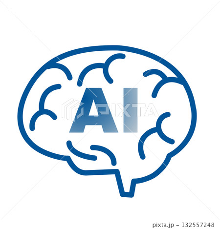 人工知能のイメージイラスト　シンプルなAIアイコン　シルエットデザイン　簡略 132557248